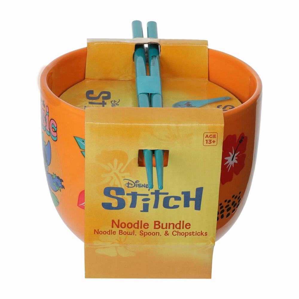 🔥Disney Stitch Ramen Noodle Bowl with Spoon & Chopsticks 16oz Ceramic BNWT🔥 - Picture 2 of 4